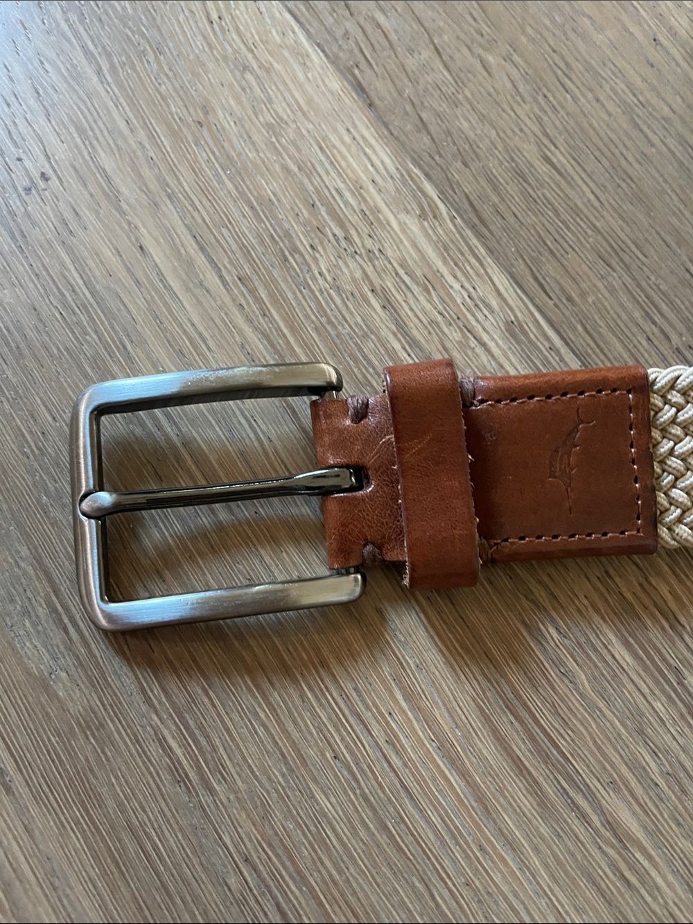 Tommy Bahama Belt Stretch Webbing Brown Leather Ends Mens Size L/XL - Picture 3 of 8